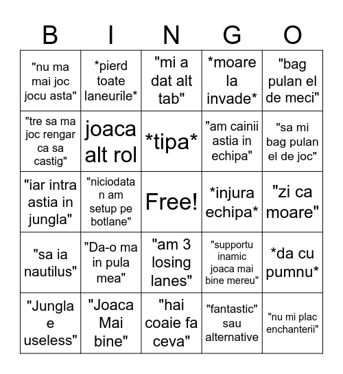 Bingo Marius Bingo Card