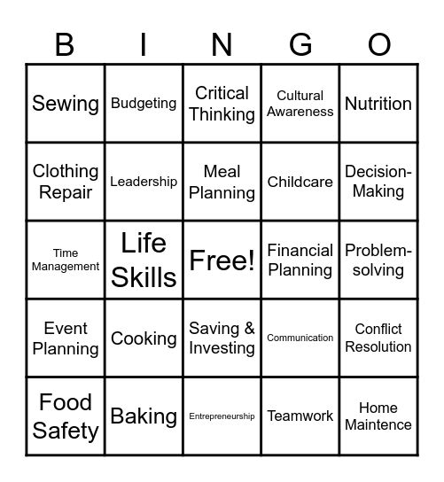 FACS Bingo Card