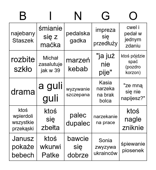 Urodziny Patki Bingo Card