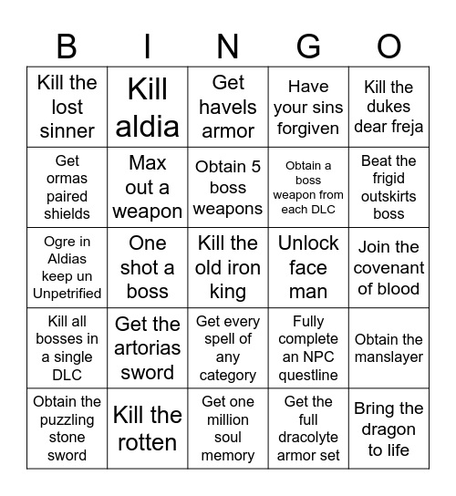 Dark Souls 2 Bingo Card