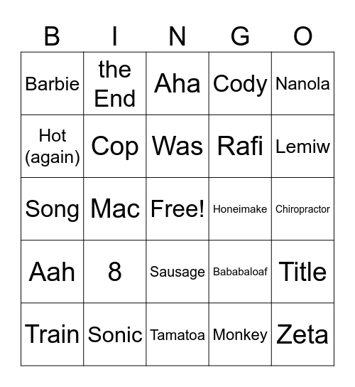 Brian On-Screen Scene Bingo Card