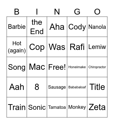 Brian On-Screen Scene Bingo Card