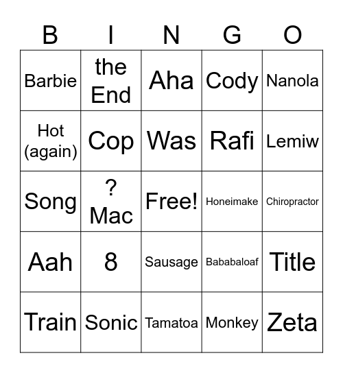 Brian On-Screen Scene Transcript Bingo Card