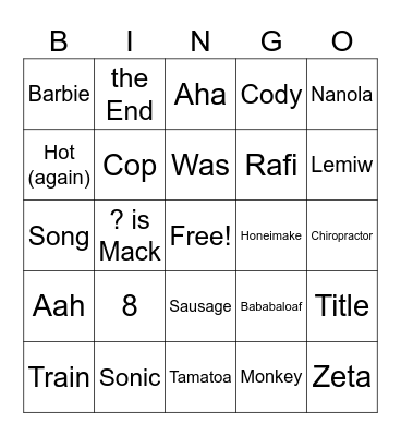 Brian On-Screen Scene Transcript Bingo Card