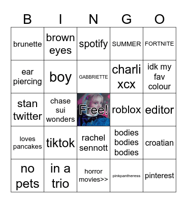 gabbriettebitch bingo Card