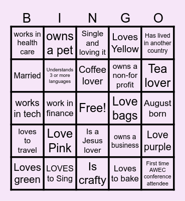 Sisters Network Bing Bingo Card