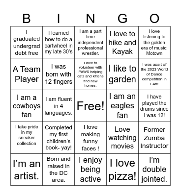 Fun Fact Bingo Card