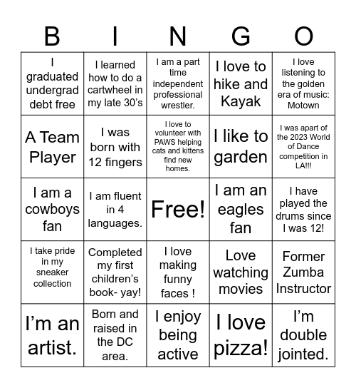 Fun Fact Bingo Card