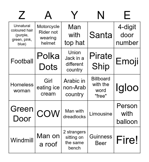 Epic Street View Bingo V2 Bingo Card