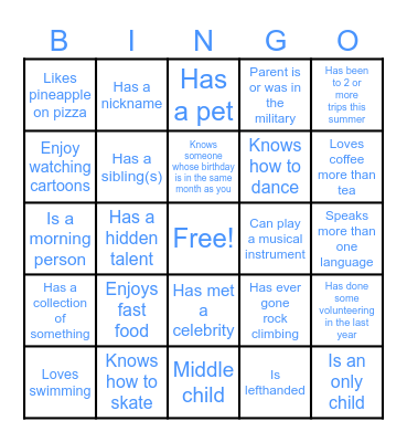 Human Bingo Card