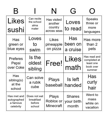 Find Someone Who... Bingo Card