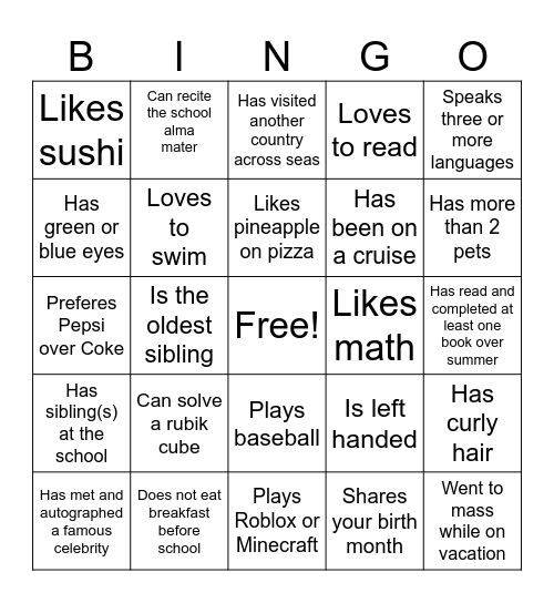 Find Someone Who... Bingo Card