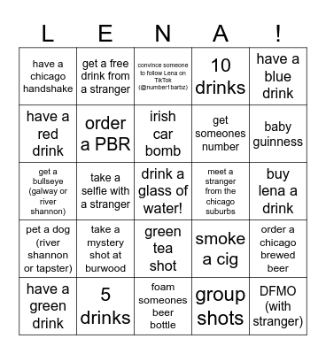make sure to venmo $2 to @lenaviersen! and take a picture of your card! Bingo Card