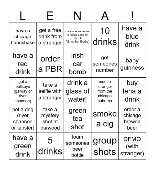 make sure to venmo $2 to @lenaviersen! and take a picture of your card! Bingo Card