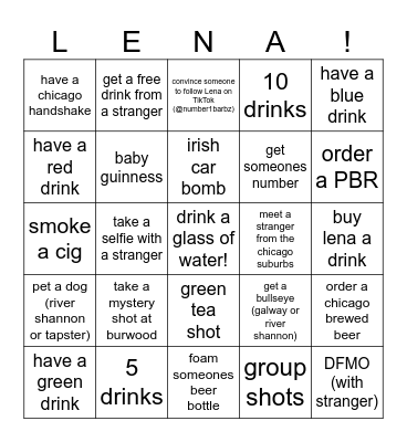 make sure to venmo $2 to @lenaviersen! and take a picture of your card! Bingo Card