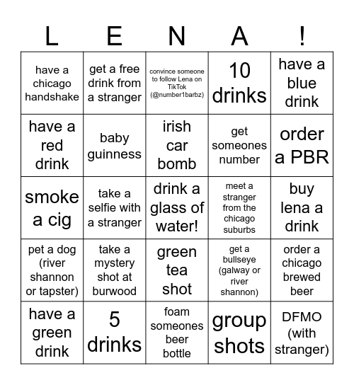 make sure to venmo $2 to @lenaviersen! and take a picture of your card! Bingo Card