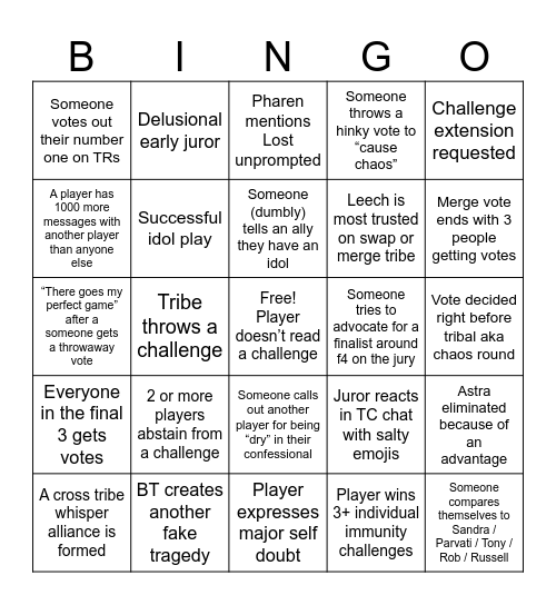Thomas Bingo Card