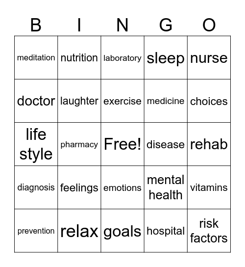 Health & Wellness Bingo Card