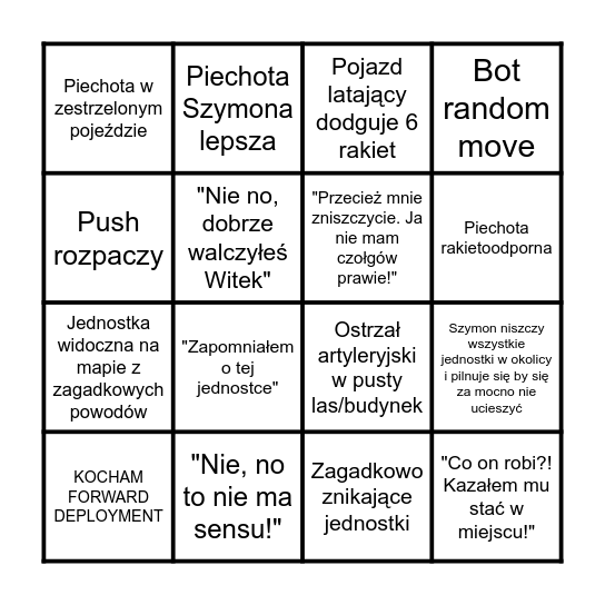 WARNO with friends Bingo Card