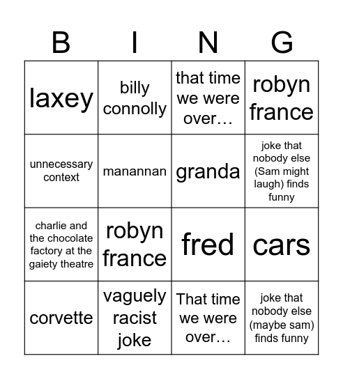 convo bingo Card