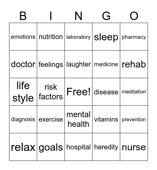 Health & Wellness Bingo Card