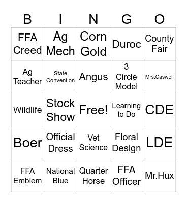 Ag Bingo Card