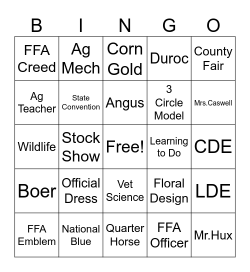 Ag Bingo Card