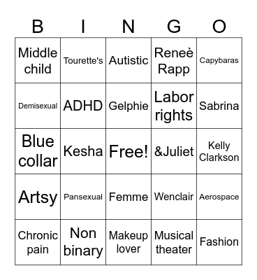 Sawyer Bingo Card
