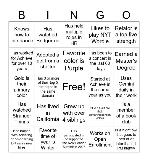 HR Bingo - August All Hands Bingo Card