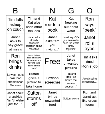 Very random reunion Bingo Card