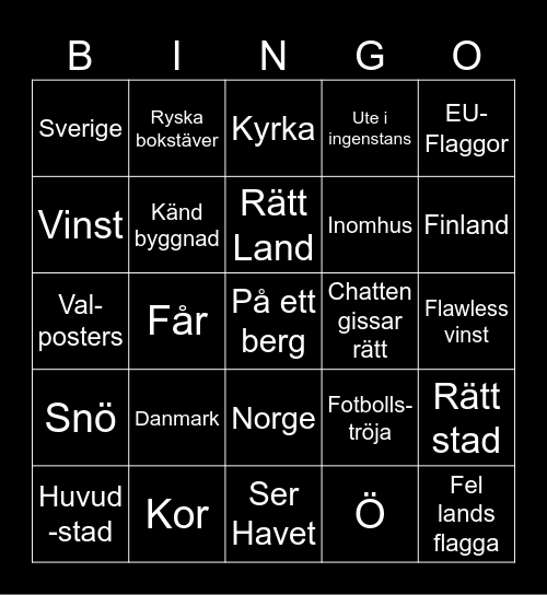 LinusFromSWE's GeoGuessr-Bingo Card