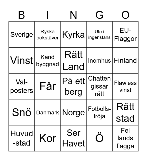 LinusFromSWE's GeoGuessr-Bingo Card