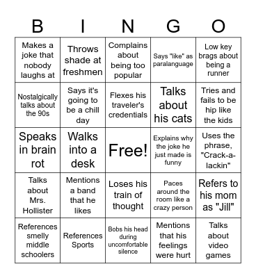 Mr. Hollister BINGO Card