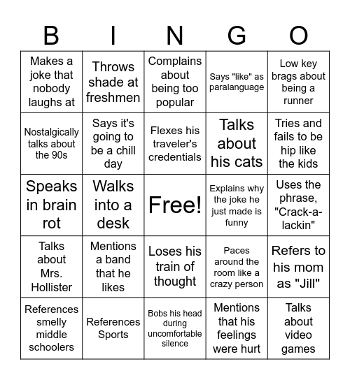 Mr. Hollister BINGO Card