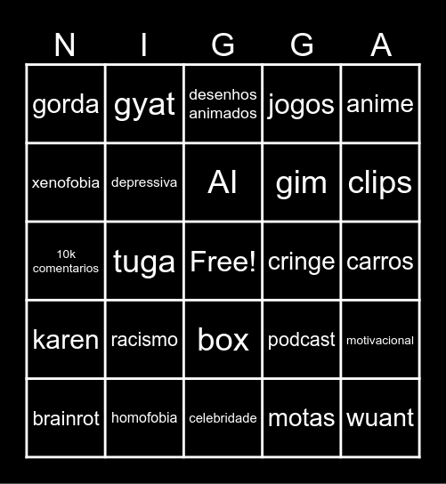 racist app Bingo Card