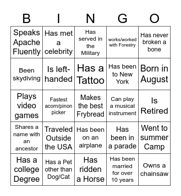 Family Bingo Card