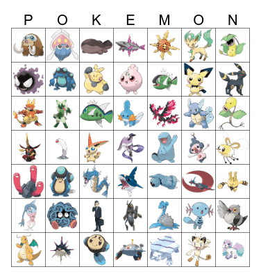 Pokemon BINGO (Pictures) Bingo Card