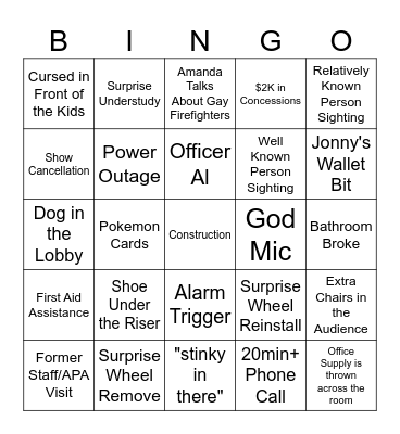 Box Office Bingo Card