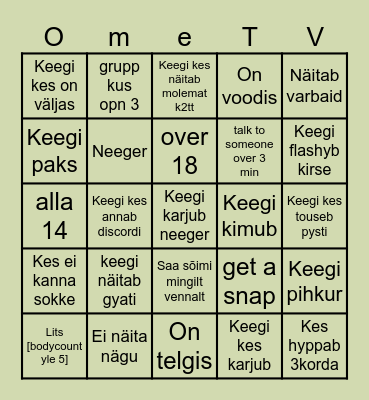 Ome tv Eesti bingo Card