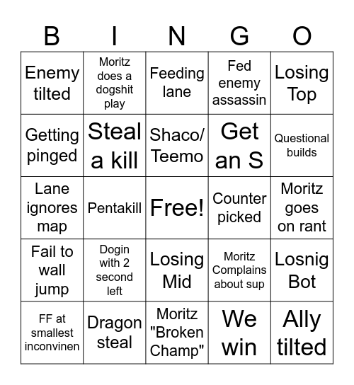 LOL Bingo Card