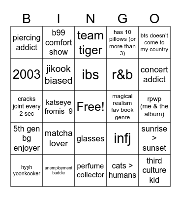 boba chewer bingo Card
