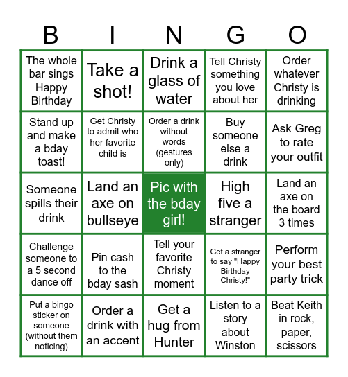 Christy's 60 Birthday Bingo! Bingo Card
