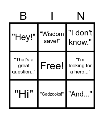 Mr Black BINGO Card