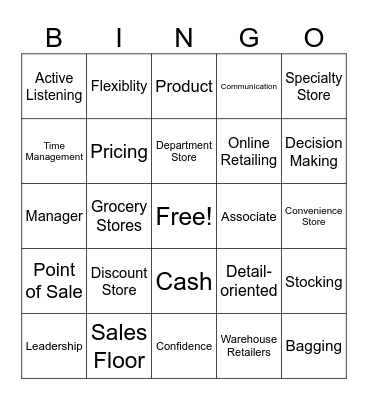 Retail Bingo Card