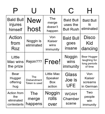 Punch Out BFDIA 18 Bingo Card