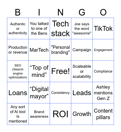 Buzzword BINGO Card
