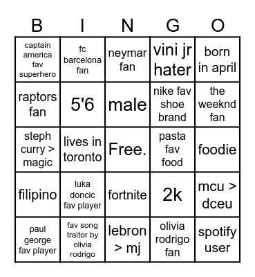 HoodiDoncic BINGO card Bingo Card