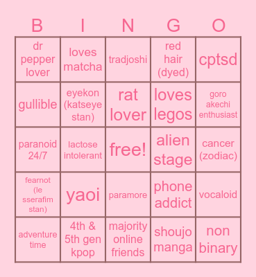 harls bingo Card