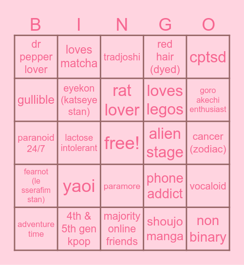 harls bingo Card