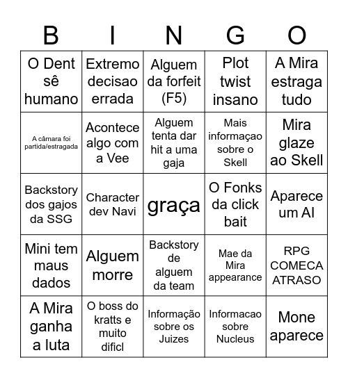 SESSAO CINQ Bingo Card